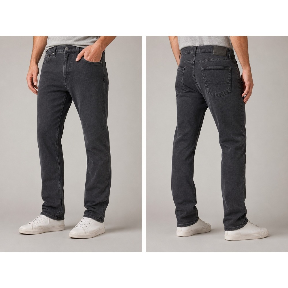 Levi Strauss Signature Slim Jeans Mens W33 L30 Black Gray Wash Stretch Denim